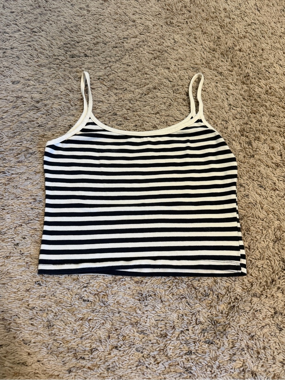 BRANDY MELVILLE Striped Black & White Spaghetti Strap Crop Tank Top